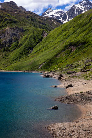 The landscape and Morasco Lake, Morasco Lake, Formazza Valley, Ossola Valley, VCO, Piedmont, Italyのeditorial素材