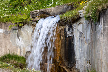A waterfall, Morasco Lake, Formazza Valley, Ossola Valley, VCO, Piedmont, Italyのeditorial素材
