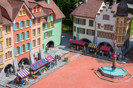Melide / Switzerland - June 21, 2020: A view of Swissminiatur, open-air miniature park placed in Melide, on the shore of Lake Lugano, Melide, Lugano, Switzerland, Europe.のeditorial素材