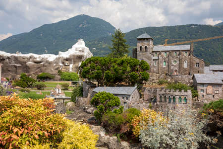 Melide / Switzerland - June 21, 2020: A view of Swissminiatur, open-air miniature park placed in Melide, on the shore of Lake Lugano, Melide, Lugano, Switzerland, Europe.のeditorial素材