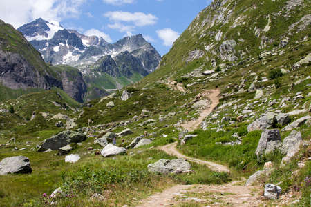 Formazza (VCO), Italy - June 25, 2020: Landscape near at Lake Vannino, Formazza Valley, Ossola, VCO, Piedmont, Italyのeditorial素材
