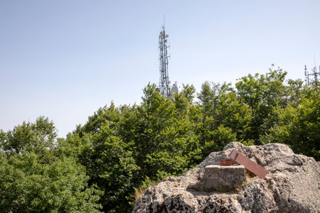 Monte Amiata (SI), Italy - August 01, 2021: Antenna on the top of Monte Amiata (1738 mt), Tuscany, Italyのeditorial素材