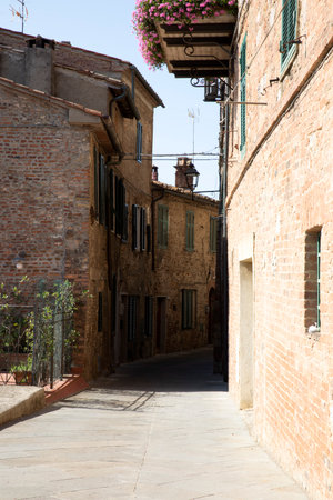 Monticiano (SI), Italy - August 01, 2021: Monticiano houses and village view, Tuscany, Italyのeditorial素材
