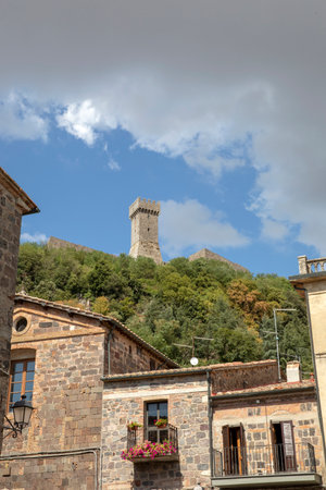 Radicofani (SI), Italy - August 15, 2021: Radicofani village and houses view, Tuscany, Italyのeditorial素材