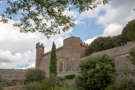 Montalcino (SI), Italy - August 15, 2021: Montalcino village and houses view, Tuscany, Italyのeditorial素材