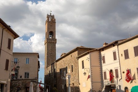 Montalcino (SI), Italy - August 15, 2021: Montalcino village and houses view, Tuscany, Italyのeditorial素材