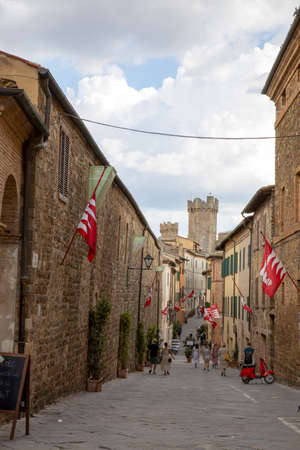 Montalcino (SI), Italy - August 15, 2021: Montalcino village and houses view, Tuscany, Italyのeditorial素材