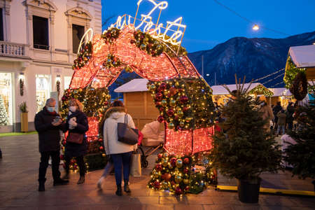 Lugano / Switzerland - December 12, 2021: Christmas Market at Lugano, Lugano, Switzerland, Europeのeditorial素材