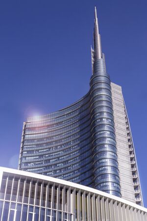 Milan skyscraper and financial district blu skyのeditorial素材