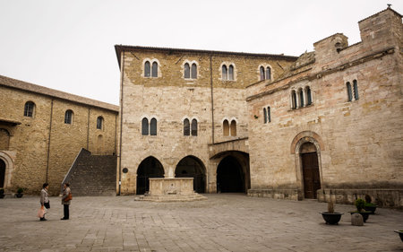 Medieval Piazza Silvestri in Bevagna (Italy).のeditorial素材
