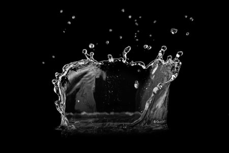Water splash isolated on black background. Water texture.の写真素材