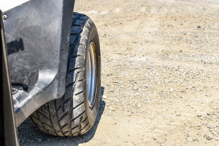 ATV offroad on mountain and sky background.の写真素材