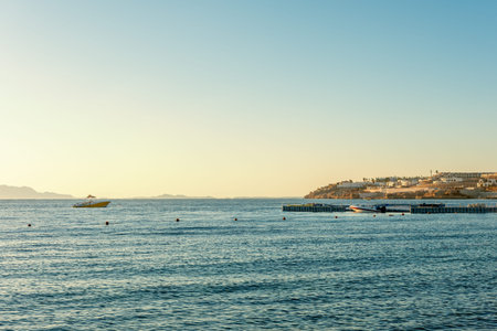 Beautiful view of Red sea surface. Natural background with sunny day sky.