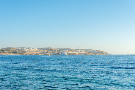 Beautiful view of Red sea surface. Natural background with sunny day sky.