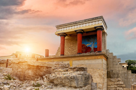 Knossos palace ruins on Crete island, Greece. Famous Minoan Knossos palace.