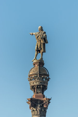 View of Christopher Columbus monument in Barcelona, Spain.の写真素材