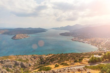 Aerial view of Spinalonga Island on Crete, Greece.