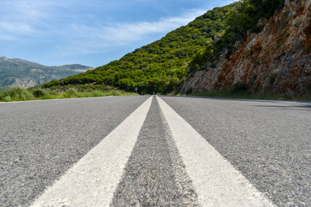 The road on a background of mountains. Greeceの写真素材