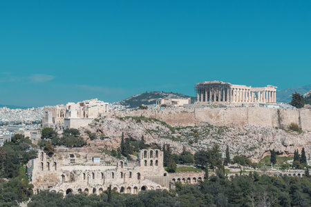 View of the Acropolis of Athens. Greece. Tonedの写真素材