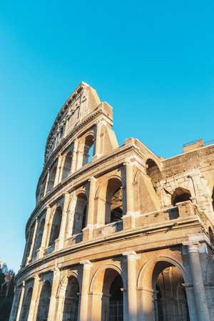 View of Colosseum in Rome on sky background. Italy.の写真素材