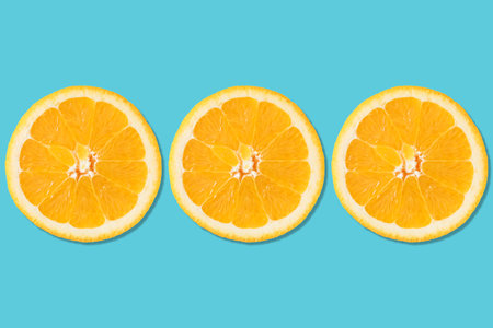 Creative layout made of oranges. Flat lay. Food vegan concept.の写真素材