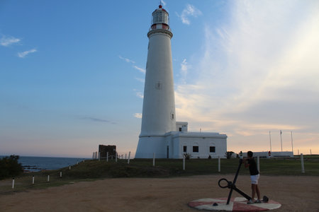 Lighthouse in the evening, Cabo da Roca, Portugalの写真素材