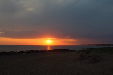Sunset on the beach of Cabo de Gata, Spainの写真素材