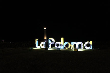 Illuminated sign at the entrance.の写真素材