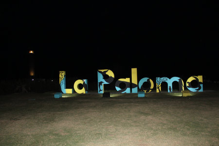 Sign at night.の写真素材