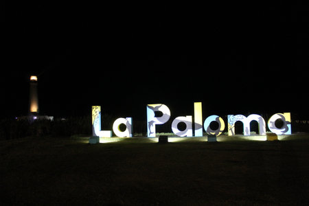 Lighthouse in the night, in the park, closeup of photoの写真素材