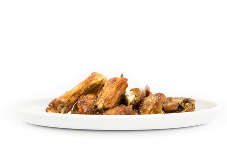 Deep fried chicken season with rock saltの写真素材