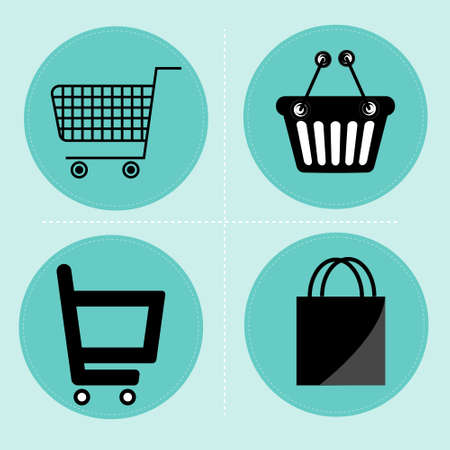 Online shop or Ecommerce Concept. Elements for online store Shopping Cart,Basket and Bag Icon Designのイラスト素材
