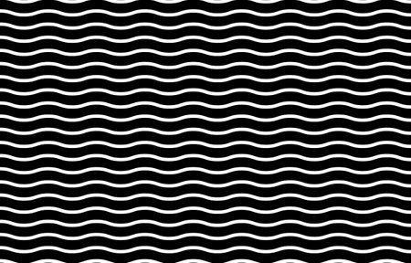 Black Wave Seamless Pattern on white Background.Vector Illustrationのイラスト素材