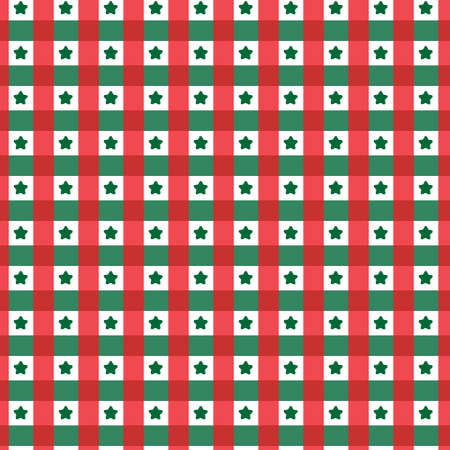 Seamless Pattern green and red with star on white background.design for gift wrapping paper,wallpaper,fabric,packaging,surface,print,poduct.Vector illustrationのイラスト素材