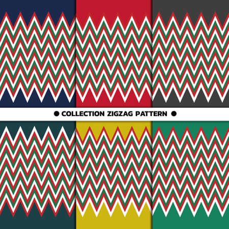 Collection Wave or Zigzag Lines Pattern.Geometric ethnic stripes background .Design for wrapping paper,wallpaper,fabric,textile,packaging,surface,print,poduct.Vector illustrationのイラスト素材