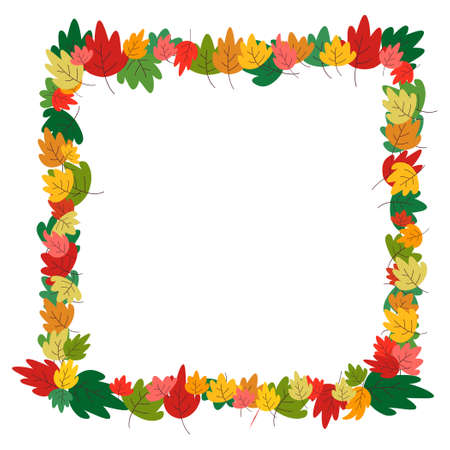 Autumn seasonal background. frame layout decorate with colorful leaves. used for greeting card,shopping, flyer, invitation,banner, sale,promo poster,banner, website.copy space for text. Vector illustrationのイラスト素材