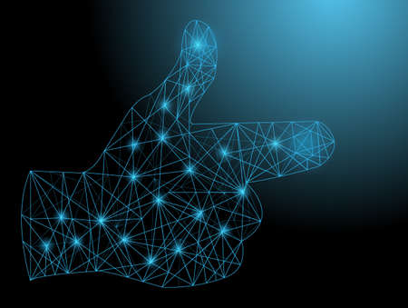 abstract technology background. hand thumb up with connected lines. light and dark blue color. for Science,network,internet,data,communication,information,business,digital,social.Vector Illustrationのイラスト素材