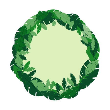 Leaf Wreath with Copy Space. Green leaves in circle frame. Elements template for world environment concept,flyers,brochures,poster,banner,label,print,invitations.Vector Illustration.のイラスト素材