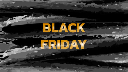 Black Friday Super Sale Promotion. Black Background with golden text lettering. design for poster, banner, promotion, business, shopping template,discount event,commercial.vector illustrationのイラスト素材