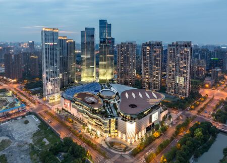 Night view of Hangzhou cityのeditorial素材