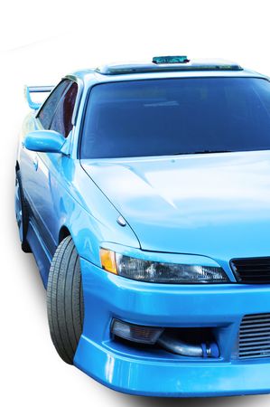 The car of dark blue colour improved in special studioの写真素材