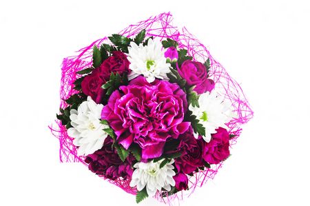Wedding bouquet of the bride on a white backgroundの写真素材