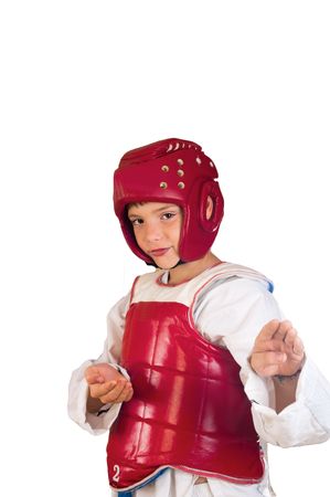 The boy in the sports form for employment by oriental combat sportsの写真素材
