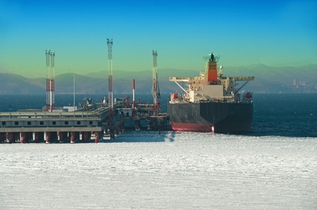 oil tanker. loading cargoの写真素材