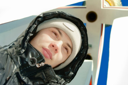 Teen portrait on the sky background