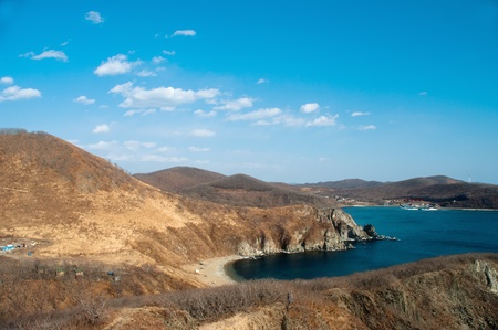 view from mountain on japan sea in russiaの写真素材