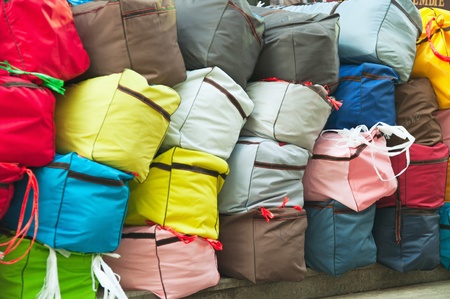 The big multi-coloured bags with the goodsの写真素材
