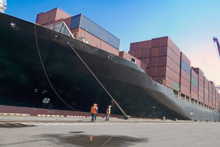 Vessel fore  , loading of containers in port
