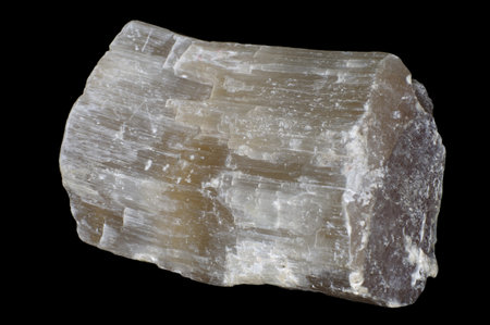 White selenite  on black background 
