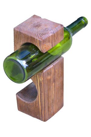 Wooden wine rack isolated on white background.の写真素材